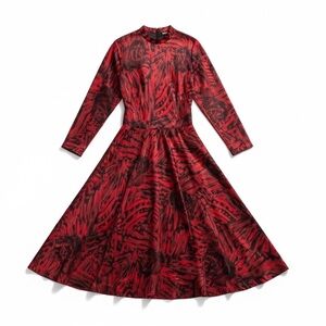 VTG 80s Debora Kuchme 100% Silk Red Satin Backless Midi Cocktail Party Dress